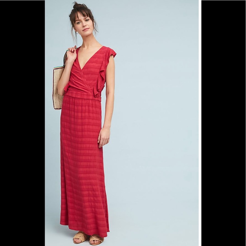 NWT-Anthropologie Flutter-Sleeve Maxi Dress Sz. L
